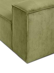 Diván modular de pana Lennon, Tapizado: pana (92% poliéster, 8% p, Estructura: madera de pino maciza, ma, Patas: plástico, Pana verde, An 119 x F 180 cm, chaise longue izquierda