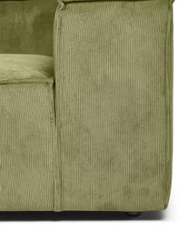 Diván modular de pana Lennon, Tapizado: pana (92% poliéster, 8% p, Estructura: madera de pino maciza, ma, Patas: plástico, Pana verde, An 119 x F 180 cm, chaise longue izquierda