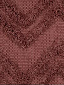 Federa arredo boho con motivo a zigzag trapuntato Akesha, 100% cotone, Rosso ruggine, Larg. 45 x Lung. 45 cm