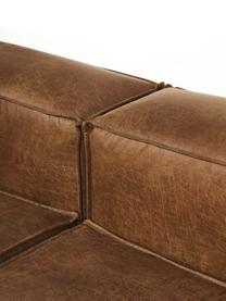 Canapé d'angle XL modulable en cuir recyclé Lennon, Cuir brun, larg. 329 x prof. 68 cm, méridienne à gauche