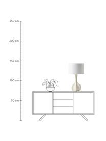 Große Tischlampe Kash mit Keramikfuß, Lampenschirm: Leinen, Lampenfuß: Keramik, Weiß, Cremeweiß, Ø 38 x H 68 cm