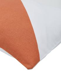 Gestreifte Kissenhülle Ren, 100% Baumwolle, Weiß, Orange, B 30 x L 50 cm