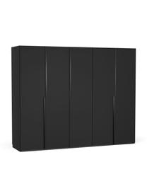 Modulaire draaideurkast Leon in zwart, 250 cm breed, diverse varianten, Frame: met melamine beklede spaa, Zwart, Basis interieur, hoogte 200 cm