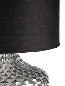 Grote tafellamp Brilliant Jewel van glas, Lampenkap: stof, Lampvoet: glas, Wit, zwart, Ø 32 x H 56 cm