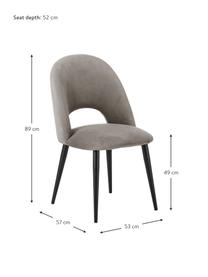 Fluwelen stoel Rachel, Bekleding: fluweel (100 % polyester), Poten: gepoedercoat metaal, Fluweel taupe, B 53  x D 57 cm