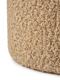 Tabouret en tissu bouclé avec coffre Alida, Tissu peluche brun, Ø 50 x haut. 42 cm