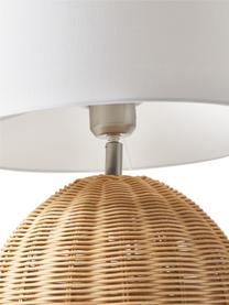 Lampa stołowa z podstawą z rattanu Magnus, Biały, jasny brązowy, Ø 32 x W 51 cm