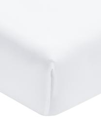 Sábana bajera de satén de algodón ecológico Premium, Blanco, Cama 160 cm (160 x 200 cm)