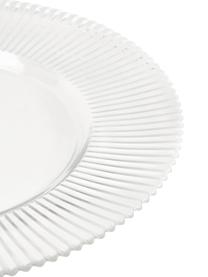 Snídaňové talíře s drážkovaným reliéfem Effie, 4 ks, Sklo, Transparentní, Ø 21 cm