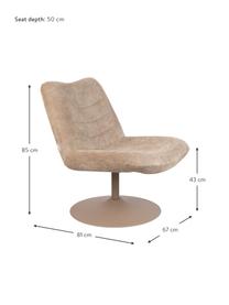 Chaise lounge velours côtelé Bubba, Tissu beige, larg. 67 x prof. 81 cm