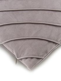 Federa arredo in velluto grigio chiaro con motivo strutturato Leyla, Velluto (100% poliestere), Grigio chiaro, Larg. 40 x Lung. 40 cm