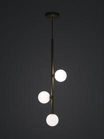 Hanglamp Emily van opaalglas, Baldakijn: gegalvaniseerd metaal, Messingkleurig, B 26 cm x H 90 cm