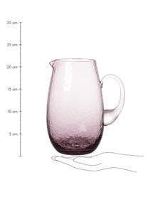 Großer mundgeblasener Krug Hammered mit gehämmerter Oberfläche, 2 L, Glas, mundgeblasen, Lila, transparent, Ø 14 x H 22 cm