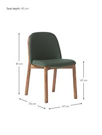 Polsterstuhl Julie aus Eschenholz, Gestell: Eschenholz, FSC-zertifizi, Webstoff Dunkelgrün, Dunkles Eschenholz, B 47 x H 81 cm