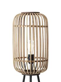 Lampa podłogowa trójnóg z rattanu Woodrow, Jasny brązowy, czarny, Ø 45 x W 130 cm