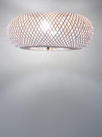 Plafonnier design en bambou Evelyn, Blanc, couleur dorée, Ø 50 x haut. 20 cm