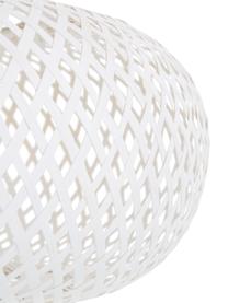 Design plafondlamp Evelyn van bamboehout, wit, Lampenkap: bamboe, Baldakijn: gepoedercoat metaal, Decoratie: gepoedercoat metaal, Wit, goudkleurig, Ø 50 x H 20 cm