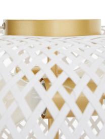 Plafón de bambú de diseño Evelyn, Pantalla: bambú, Anclaje: metal con pintura en polv, Blanco, dorado, Ø 50 x Al 20 cm