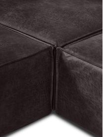 Canapé lounge modulable cuir recyclé Lennon, Cuir brun-gris, larg. 418 x prof. 68 cm, méridienne à gauche