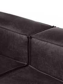 Sofa modułowa ze skóry z recyklingu Lennon, Tapicerka: skóra z recyklingu (70% s, Stelaż: lite drewno, sklejka, Nogi: tworzywo sztuczne, Szarobrązowa skóra, S 418 x W 68 cm, lewostronna