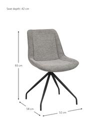 Čalouněné otočné židle s kovovými nohami Rossport, 2 ks, Šedá, Š 52 cm, H 58 cm