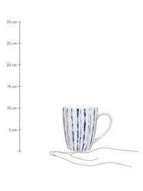 Tazas de café de porcelana Amaya, 2 uds., Porcelana, Blanco, azul, Ø 8 x Al 10 cm, 350 ml