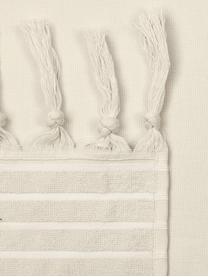 Telo fouta con retro in spugna e frange Freddy, Retro: spugna, Bianco crema, Larg. 100 x Lung. 180 cm