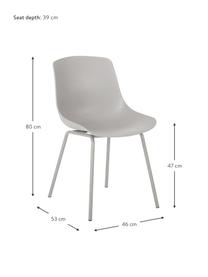 Kunststoffstühle Dave mit Metallbeinen, 2 Stück, Sitzfläche: Kunststoff, Beine: Metall, pulverbeschichtet, Taupe, B 46 x T 53 cm
