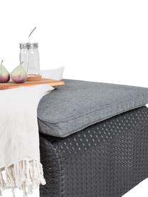 Lettino prendisole in polyrattan intrecciato con ruote London, Struttura: rete in polietilene, Sottostruttura: alluminio, Nero, Lung. 197 x Larg. 60 cm