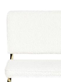 Chaise cantilever tissu peluche Kink, Tissu peluche blanc, couleur laitonnée, larg. 48 x prof. 48 cm