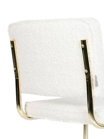 Chaise cantilever tissu peluche Kink, Tissu peluche blanc, couleur laitonnée, larg. 48 x prof. 48 cm