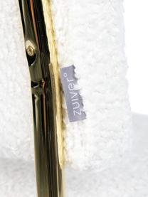 Chaise cantilever tissu peluche Kink, Blanc, couleur laitonnée, larg. 48 x prof. 48 cm