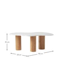 Table basse en marbre de forme organique Naruto, Bois de chêne, blanc, marbré, larg. 90 x prof. 59 cm