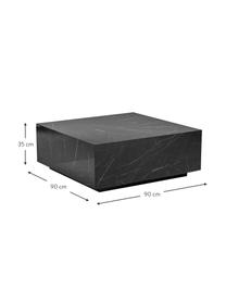 Couchtisch Lesley in Marmor-Optik, Mitteldichte Holzfaserplatte (MDF), mit Melaminfolie überzogen, Marmor-Optik Schwarz, glänzend, B 90 x T 90 cm