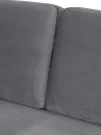 Fluwelen chaise longue Fluente in donkergrijs met metalen poten, Bekleding: fluweel (hoogwaardig poly, Frame: massief grenenhout, Poten: gepoedercoat metaal, Fluweel donkergrijs, B 202 x D 85 cm, rugleuning links