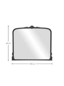 Barokke wandspiegel Fabricio met zwarte houten lijst, Lijst: gecoat MDF, Zwart, B 100 x H 85 cm