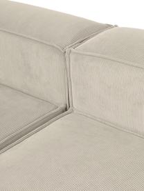 Narożna sofa modułowa XL ze sztruksu Lennon, Tapicerka: sztruks (92% poliester, 8, Stelaż: lite drewno, sklejka, Nogi: tworzywo sztuczne, Beżowy sztruks, S 329 x W 68 cm, lewostronna
