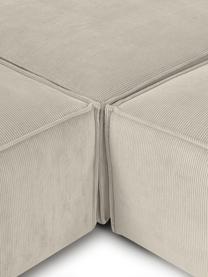 Narożna sofa modułowa XL ze sztruksu Lennon, Tapicerka: sztruks (92% poliester, 8, Stelaż: lite drewno, sklejka, Nogi: tworzywo sztuczne, Beżowy sztruks, S 329 x W 68 cm, lewostronna