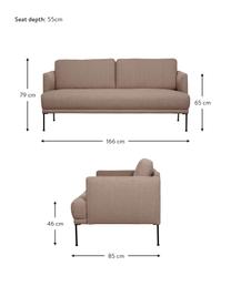 Sofa Fluente (2-Sitzer) in Taupe mit Metall-Füßen, Bezug: 100% Polyester 35.000 Sch, Gestell: Massives Kiefernholz, FSC, Füße: Metall, pulverbeschichtet, Webstoff Taupe, B 166 x T 85 cm