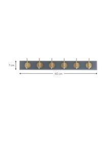 Perchero de pared de madera Edgy, 6 ganchos, Barra: tablero de fibras de dens, Gris, dorado, An 60 x Al 7 cm