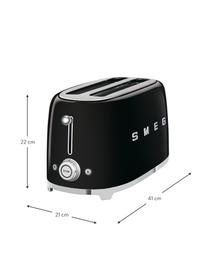 Langschlitztoaster 50's Style, Edelstahl, lackiert, Schwarz, glänzend, B 41 x H 22 cm