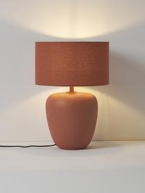 Lámpara de mesa grande de cerámica Eileen, Pantalla: lino (100% poliéster), Cable: cubierto en tela, Terracota mate, Ø 33 x Al 48 cm