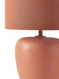 Lámpara de mesa grande de cerámica Eileen, Pantalla: lino (100% poliéster), Cable: cubierto en tela, Terracota mate, Ø 33 x Al 48 cm