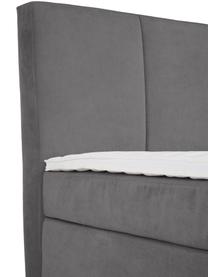 Lit à sommier tapissier anthracite Oberon, Tissu anthracite, 180 x 200 cm, indice de fermeté H3