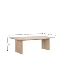 Stół do jadalni z drewna jesionowego Emmett, Lite drewno dębowe olejowane z certyfikatem FSC, Jasne drewno dębowe, S 240 x G 95 cm
