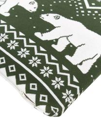 Pletený povlak na polštář Bear, 100% bavlna, Zelená, slonová kost, Š 40 cm, D 40 cm