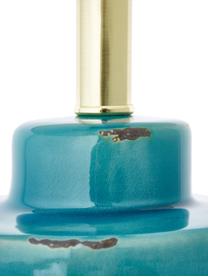 Keramik-Tischlampe Cous mit Antik-Finish, Lampenschirm: Polyester, Lampenfuß: Keramik mit Antik-Finish, Weiß, Blau mit Antik-Finish, Ø 24 x H 42 cm