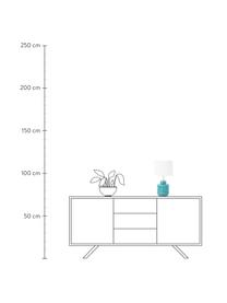 Keramická stolní lampa s antickou úpravou Cous, Stínidlo: bílá Podstava lampy: modrá s antickou úpravou, Ø 24 cm, V 42 cm