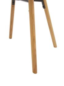 Krzesło z podłokietnikami Fiji, Tapicerka: poliester Dzięki tkaninie, Nogi: lite drewno dębowe, Ciemnoszara tkanina, drewno dębowe, S 59 x G 55 cm