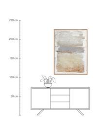 Cuadro en lienzo pintado a mano Scenario, marco de madera, Estructura: madera de roble, Beige, gris, An 92 x Al 120 cm